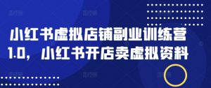 小红书虚拟店铺副业训练营1.0,小红书开店卖虚拟资料-淘金日记