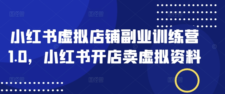 小红书虚拟店铺副业训练营1.0,小红书开店卖虚拟资料-淘金日记