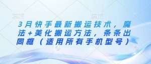 3月快手最新搬运技术，魔法+美化搬运方法，条条出同框（适用所有手机型号）-淘金日记