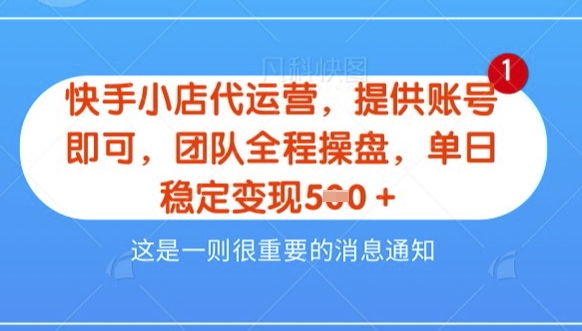 【快手小店代运营3.0】,模式新升级,收益五五分,稳定单日8张【揭秘】-淘金日记