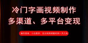 冷门字画视频制作，多渠道、多平台变现，一天几张-淘金日记