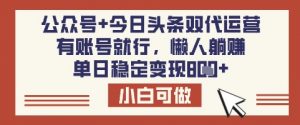 公众号+今日头条双代运营,有账号就行,单日稳定变现8张【揭秘】-淘金日记