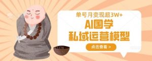 AI国学私域运营模型，单号月变现过W-淘金日记