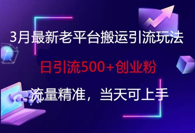 3月最新老平台搬运引流玩法，日引流500+创业粉，流量精准，当天可上手-淘金日记