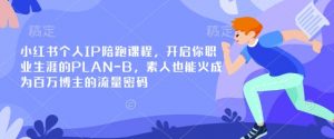 小红书个人IP陪跑课程,开启你职业生涯的PLAN-B,素人也能火成为百万博主的流量密码-淘金日记