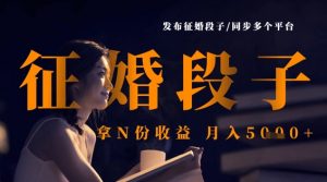 发布征婚段子,同步多个平台,拿N份收益,月入5k-淘金日记