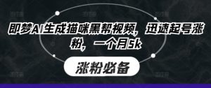 即梦AI生成猫咪黑帮视频，迅速起号涨粉，一个月5k-淘金日记