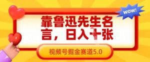 靠鲁迅先生名言,日入数张,视频号掘金赛道5.0-淘金日记