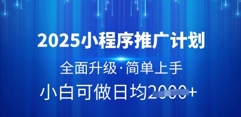 2025小程序推广计划,全面升级,简单上手,日均多张【揭秘】-淘金日记