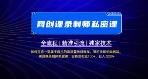 【网创课录制师私密课】如何打造一堂属于自己的高质量网创课程,网创课录制师私密课,日精准引流100+-淘金日记