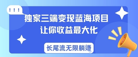 独家三端变现蓝海项目,让你收益最大化,长尾流无限躺挣-淘金日记