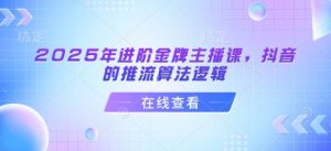 2025年进阶金牌主播课,抖音的推流算法逻辑-淘金日记