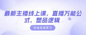 最新主播线上课，直播万能公式，塑品逻辑-淘金日记