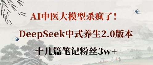 AI中医大模型杀疯了!DeepSeek中式养生2.0版本,十几篇笔记粉丝3w+-淘金日记