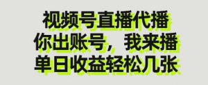 视频号直播代播,你出账号我来播,单日收益轻松几张【揭秘】-淘金日记