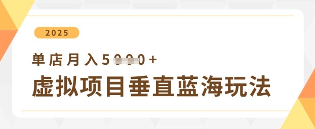 虚拟项目垂直玩法,实现单店月入5k+-淘金日记