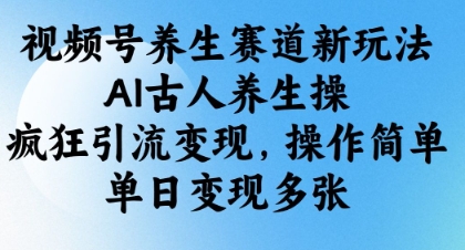 视频号养生赛道新玩法，AI古人养生操，疯狂引流变现，操作简单，单日变现多张-淘金日记