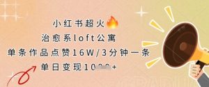 小红书超火的治愈系loft公寓，单条作品点赞16W，3分钟一条，单日变现数张-淘金日记