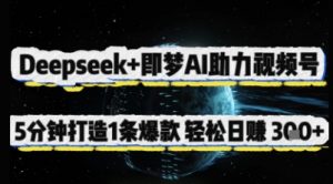 Deepseek+即梦AI助力视频号,5 分钟打造 1 条爆款,轻松日入3张+-淘金日记