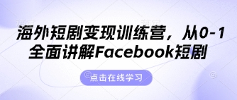 海外短剧变现训练营,从0-1全面讲解Facebook短剧-淘金日记