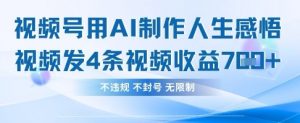 用AI做人生感悟视频,4条视频当天收益782-淘金日记