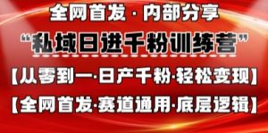私域日进千粉训练营,全网首发,从0开始带你做好私域,适用于任何赛道,让日产千粉不再是梦-淘金日记