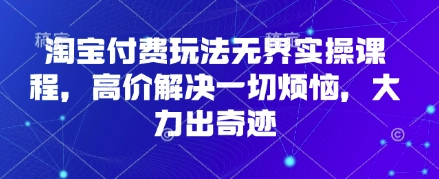 淘宝付费玩法无界实操课程，高价解决一切烦恼，大力出奇迹-淘金日记