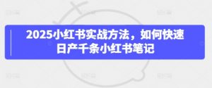 2025小红书实战方法，如何快速日产千条小红书笔记-淘金日记