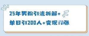 25年男粉引流拆解+单日引200人+变现多张-淘金日记