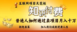 互联网项目天花板,知付付费项目,普通人如何通过卖项目月入十个,拒绝韭菜【揭秘】-淘金日记