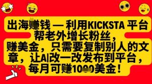 利用kicksta平台帮老外涨粉挣美金，每月收益1000美刀-淘金日记