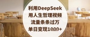 利用DeepSeek用人生哲理视频，流量条条过万，单日变现数张-淘金日记