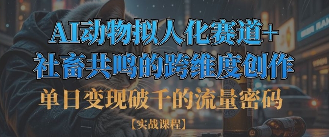单日变现破千的流量密码,AI动物拟人化赛道+社畜共鸣的跨维度创作-淘金日记
