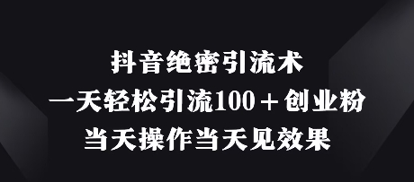 抖音绝密引流术,一天轻松引流100+创业粉,当天操作当天见效果-淘金日记