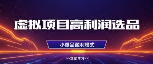 虚拟项目高利润选品方法,做好单店利润1W+,可多店倍增利润-淘金日记