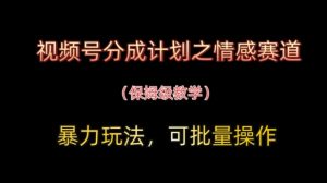 视频号分成计划之情感赛道暴力玩法,可批量操作,保姆级教学-淘金日记