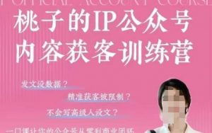 桃子IP公众号内容获客训练营(第3期),一门让你公众号从0到商业闭环的课程-淘金日记