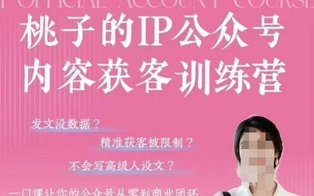 桃子IP公众号内容获客训练营(第3期),一门让你公众号从0到商业闭环的课程-淘金日记