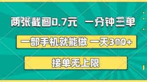 两张截图0.7元,一分钟三单,接单无上限,一部手机就能做,一天5张+【揭秘】-淘金日记