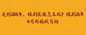 走到2025年,短剧还能怎么玩?短剧25年4月份搞钱方向-淘金日记