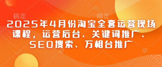 2025年4月份淘宝全套运营现场课程，运营后台、关键词推广、SEO搜索、万相台推广-淘金日记