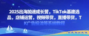 2025出海加速成长营，TikTok基建选品，店铺运营，视频带货，直播带货，TK广告投流等系统教程-淘金日记