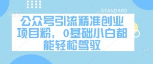 公众号引流精准创业项目粉，0基础小白都能轻松驾驭-淘金日记