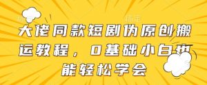 大佬同款短剧伪原创搬运方法,0基础小白也能轻松学会-淘金日记