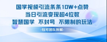 国学视频引流条条10W+点赞当日引流变现超4位数-淘金日记