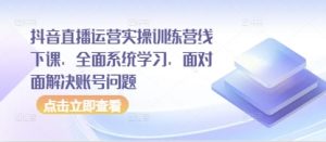 抖音直播运营实操训练营线下课,全面系统学习,面对面解决账号问题-淘金日记