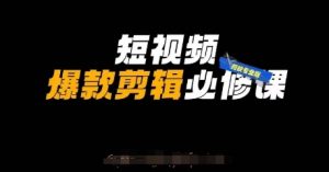 短视频爆款剪辑必修课,剪映专业版实操+自媒体技巧-淘金日记