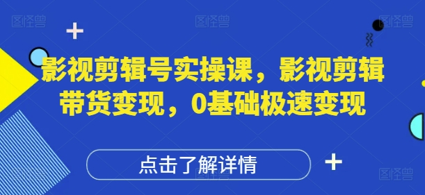 影视剪辑号实操课,影视剪辑带货变现,0基础极速变现-淘金日记