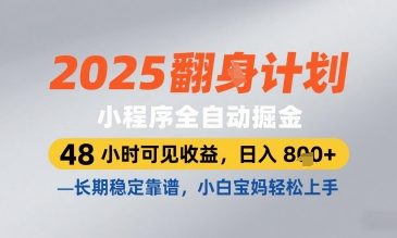 2025小程序全自动掘金,48 小时可见收益,日入8张,长期稳定靠谱,小白宝妈轻松上手【揭秘】-淘金日记