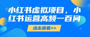 小红书虚拟项目,小红书运营高频一百问【文档】-淘金日记